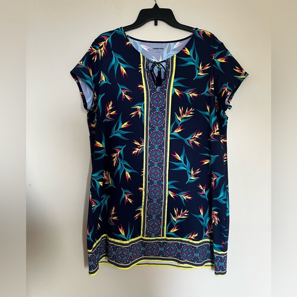 Lands' End Blue and Yellow Bird of Paradise Tie Front Swim Coverup - Size XL - Picture 1 of 7